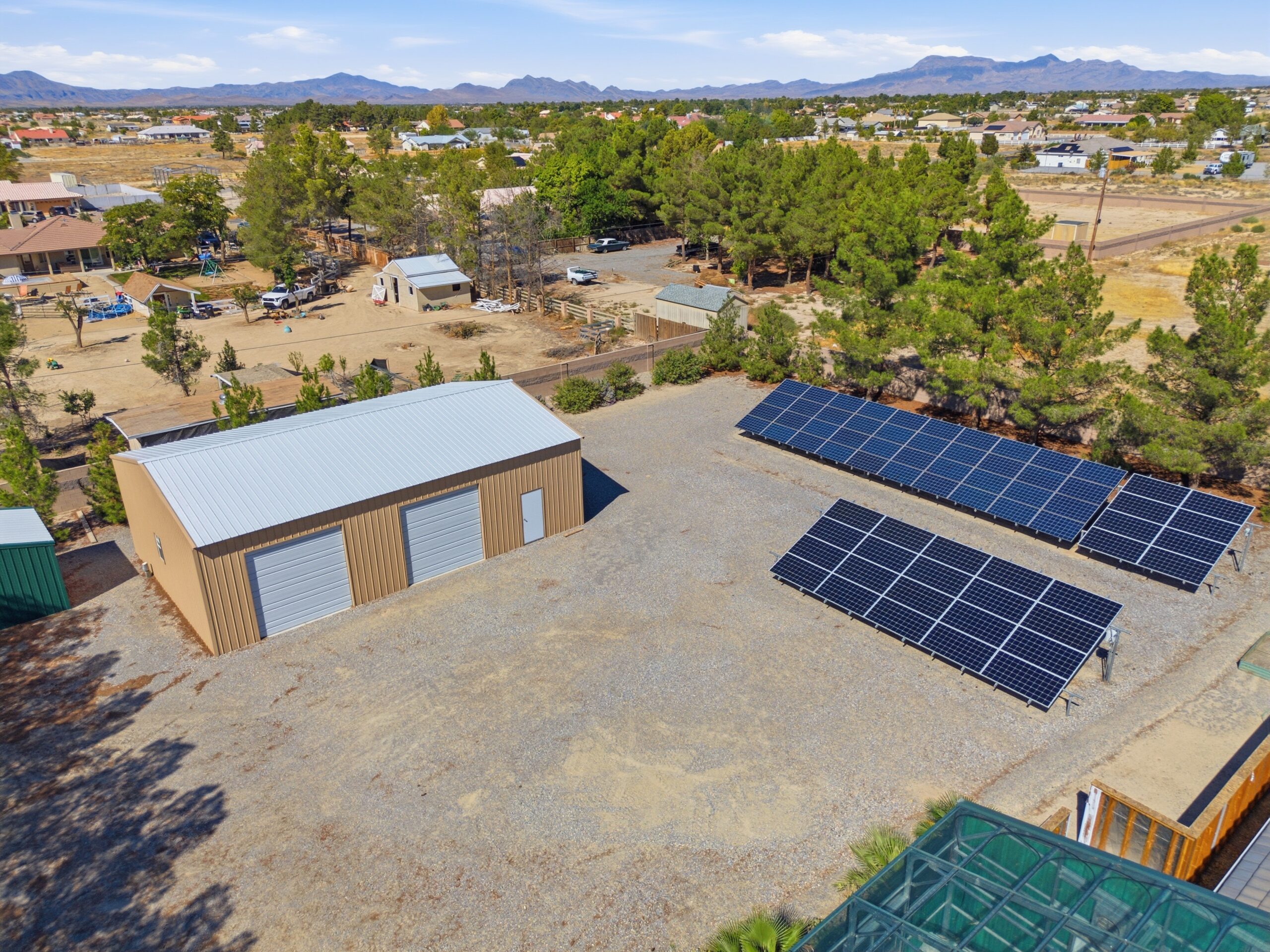 1,400 SF Detached Workshop with Dual Roll-Up Doors and Solar Array